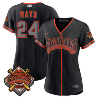 Women's San Francisco Giants #24 Willie Mays Black 2026 Alternate Stadium Stitched Baseball Jersey(Run Small)