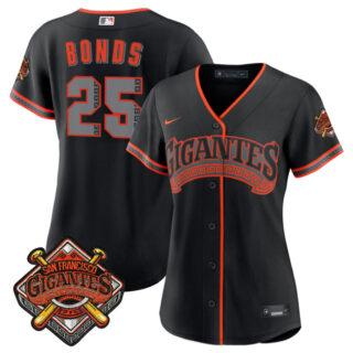 Women's San Francisco Giants #25 Barry Bonds Black 2026 Alternate Stadium Stitched Baseball Jersey(Run Small)