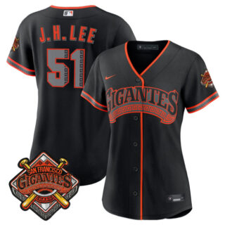 Women's San Francisco Giants #51 Jung Hoo Lee Black 2026 Alternate Stadium Stitched Baseball Jersey(Run Small)