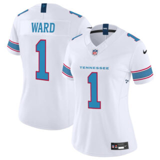 Women's Tennessee Titans #1 Cameron Ward White 2026 F.U.S.E. Vapor Limited Stitched Football Jersey(Run Small)