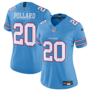 Women's Tennessee Titans #20 Tony Pollard Light Blue 2026 F.U.S.E. Vapor Limited Stitched Football Jersey(Run Small)