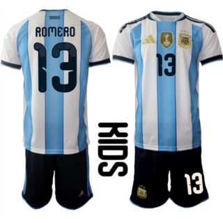 Youth Argentina #13 ROMERO National Team FIFA x World Cup 2026 Home White On Field Kids Jersey