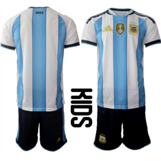 Youth Argentina Blank National Team FIFA x World Cup 2026 Home White On Field Kids Jersey
