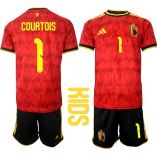 Youth Belgium #1 COURTOIS National Team FIFA x World Cup 2026 Home Red On Field Kids Jersey