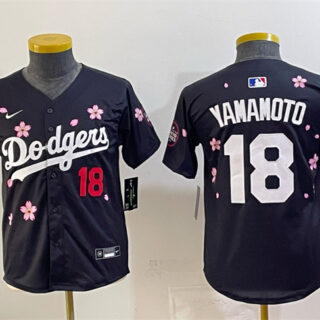 Youth Los Angeles Dodgers #18 Yoshinobu Yamamoto Black 2025 Tokyo Series Limited Stitched Baseball Jersey