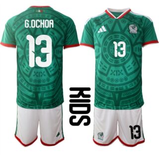 Youth Mexico #13 G.OCHOA National Team FIFA x World Cup 2026 Home Green On Field Kids Jersey