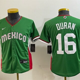 Youth Mexico Baseball #16 Jarren Duran Green 2026 World Baseball Classic Stadium Stitched Baseball Jersey