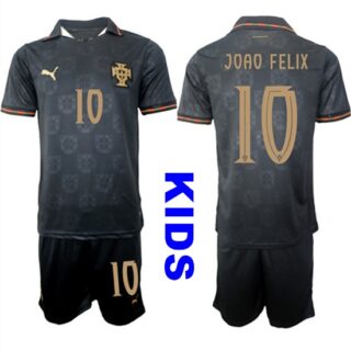 Youth Portugal #10 JOAO FELIX National Team FIFA x World Cup 2026 Away Gray On Eusebio special edition Kids Jersey