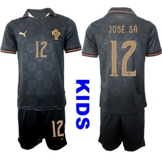 Youth Portugal #12 JOSE SA National Team FIFA x World Cup 2026 Away Gray On Eusebio special edition Kids Jersey