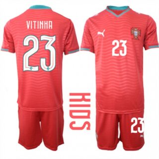Youth Portugal #23 VITINHA National Team FIFA x World Cup 2026 Home Red On Eusebio special edition Kids Jersey