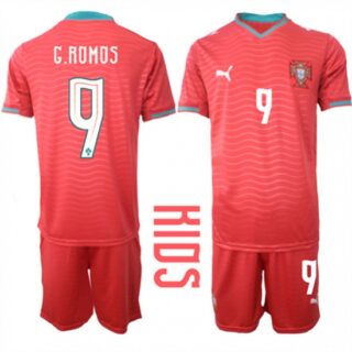 Youth Portugal #G.ROMOS National Team FIFA x World Cup 2026 Home Red On Eusebio special edition Kids Jersey