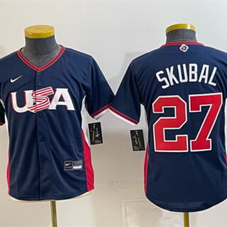 Youth USA Baseball #27 Tarik Skubal Navy 2026 World Baseball Classic Stadium Stitched Baseball Jersey