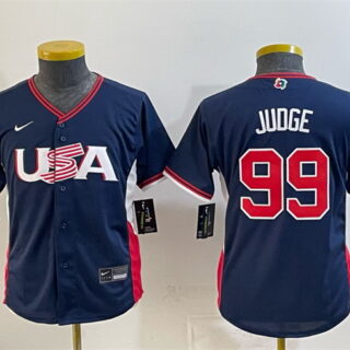 Youth USA Baseball #99 Aaron Judge Navy 2026 World Baseball Classic Stadium Stitched Baseball Jersey