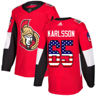 Youth Ottawa Senators #65 Erik Karlsson Red Home Authentic USA Flag Stitched NHL Jersey