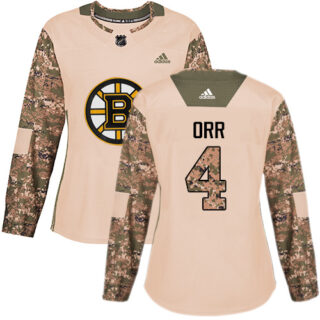 Women's Boston Bruins #4 Bobby Orr Camo Authentic 2017 Veterans Day Stitched NHL Jersey