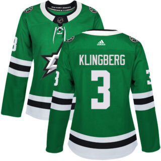Women's Dallas Stars #3 John Klingberg Green Home Authentic Stitched NHL Jersey