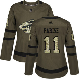Women's Minnesota Wild #11 Zach Parise Green Salute to Service Stitched NHL Jersey