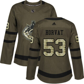 Women's Vancouver Canucks #53 Bo Horvat Green Salute to Service Stitched NHL Jersey