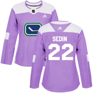 Women's Vancouver Canucks #22 Daniel Sedin Purple Authentic Fights Cancer Stitched NHL Jersey