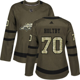 Women's Washington Capitals #70 Braden Holtby Green Salute to Service Stitched NHL Jersey