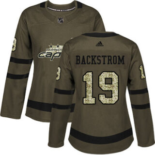 Women's Washington Capitals #19 Nicklas Backstrom Green Salute to Service Stitched NHL Jersey