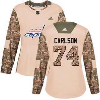 Women's Washington Capitals #74 John Carlson Camo Authentic 2017 Veterans Day Stitched NHL Jersey