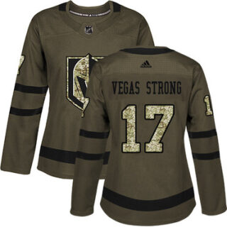 Women's Vegas Golden Knights #17 Vegas Strong Green Salute to Service Stitched NHL Jersey