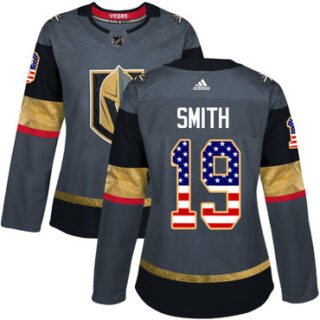 Women's Vegas Golden Knights #19 Reilly Smith Grey Home Authentic USA Flag Stitched NHL Jersey
