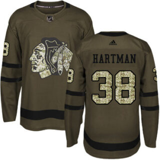 Youth Chicago Blackhawks #38 Ryan Hartman Green Salute to Service Stitched NHL Jersey