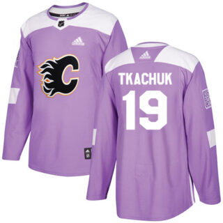 Youth Calgary Flames #19 Matthew Tkachuk Purple Authentic Fights Cancer Stitched NHL Jersey