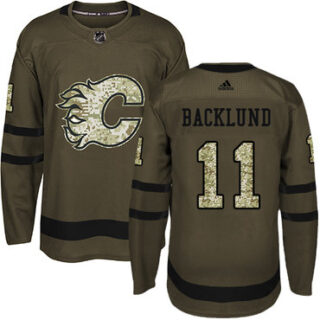 Youth Calgary Flames #11 Mikael Backlund Green Salute to Service Stitched NHL Jersey