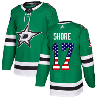 Youth Dallas Stars #17 Devin Shore Green Home Authentic USA Flag Stitched NHL Jersey