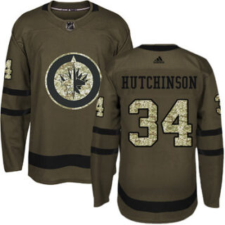 Youth Winnipeg Jets #34 Michael Hutchinson Green Salute to Service Stitched NHL Jersey