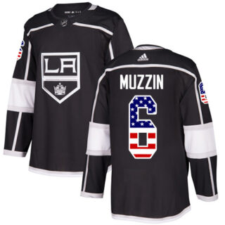Youth Los Angeles Kings #6 Jake Muzzin Black Home Authentic USA Flag Stitched NHL Jersey