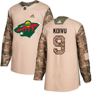 Youth Minnesota Wild #9 Mikko Koivu Camo Authentic 2017 Veterans Day Stitched NHL Jersey