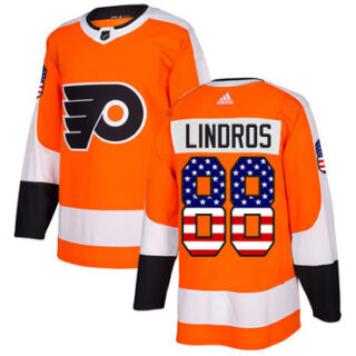 Youth Philadelphia Flyers #88 Eric Lindros Orange Home Authentic USA Flag Stitched NHL Jersey