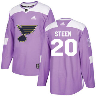 Youth St. Louis Blues #20 Alexander Steen Purple Authentic Fights Cancer Stitched NHL Jersey