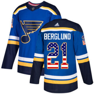 Youth St. Louis Blues #21 Patrik Berglund Blue Home Authentic USA Flag Stitched NHL Jersey
