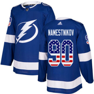 Youth Tampa Bay Lightning #90 Vladislav Namestnikov Blue Home Authentic USA Flag Stitched NHL Jersey