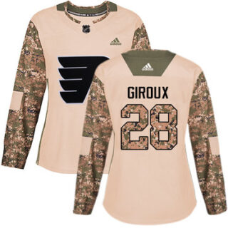 Women's Philadelphia Flyers #28 Claude Giroux Camo Authentic 2017 Veterans Day Stitched NHL Jersey