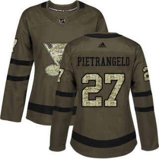 Women's St. Louis Blues #27 Alex Pietrangelo Green Salute to Service Stitched NHL Jersey