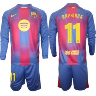 Men FC Barcelona 2026 Soccer Jerseys Red Long #11 RAPHINHA