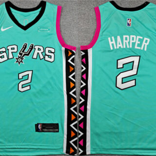 Men's San Antonio Spurs #2 Dylan Harper Teal City Edition Stitched Basketball Jersey