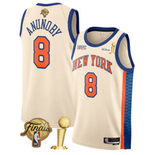 New Yok Knicks #8 OG Anunoby Cream 2026 Finals And Finals Champions City Edition Stitched Basketball Jersey