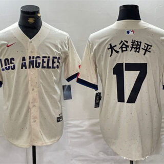Men's Los Angeles Dodgers #17 Shohei Ohtani Cream Stitched Baseball Jersey