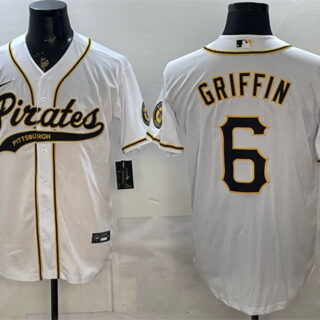 Men's Pittsburgh Pirates #6 Konnor Griffin White Cool Base Stitched Baseball Jersey