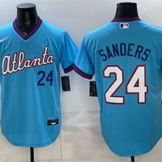 Men's Atlanta Braves #24 Deion Sanders Powder Blue 2026 City Connect Stadium Stitched Baseball Jersey