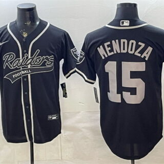 Men's Las Vegas Raiders #15 Fernando Mendoza Black Cool Base Stitched Baseball Jersey