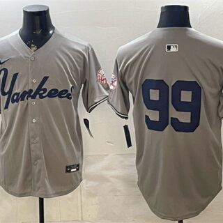 Men's New York Yankees #99 Aaron Judge Grey With Patch Limited Stitched Baseball Jersey