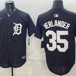 Men's Detroit Tigers #35 Justin Verlander Black Limited Stitched Baseball Jersey